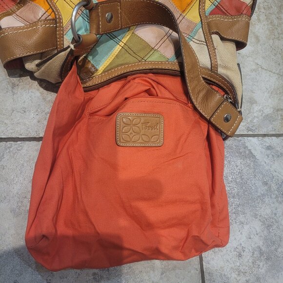 FOSSIL PATCHWORK LEATHER HANDBAG~RARE - Picture 3 of 9